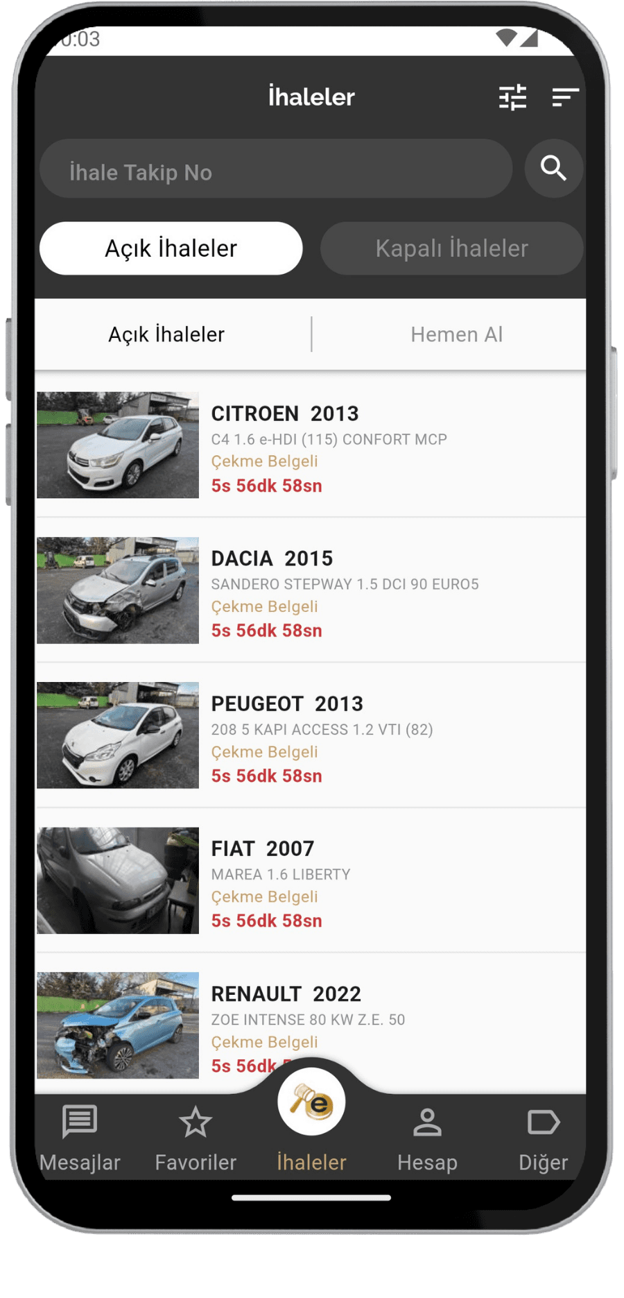 E-Sovtaj mobil ekranı